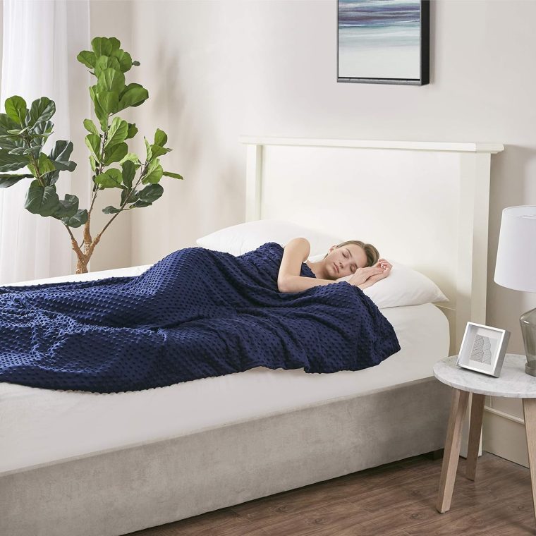 Degrees of Comfort Coolmax Weighted Blanket with Washable Cover Twin Size | 1 x Cozyheat Minky Plush Cover Included, Micro Glass Beads Technology | 48x72 12 lbs Navy - Image 3