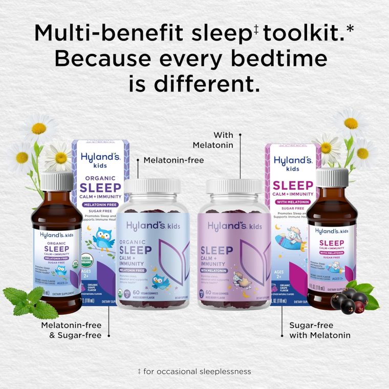 Hyland's Kids Melatonin Free Organic Sleep Aid Gummies with Calm & Immune Support - with Vitamin C, Zinc, Elderberry, Lemon Balm & Chamomile, Helps with Sleeplessness & Restlessness, 60 Vegan Gummies - Image 7