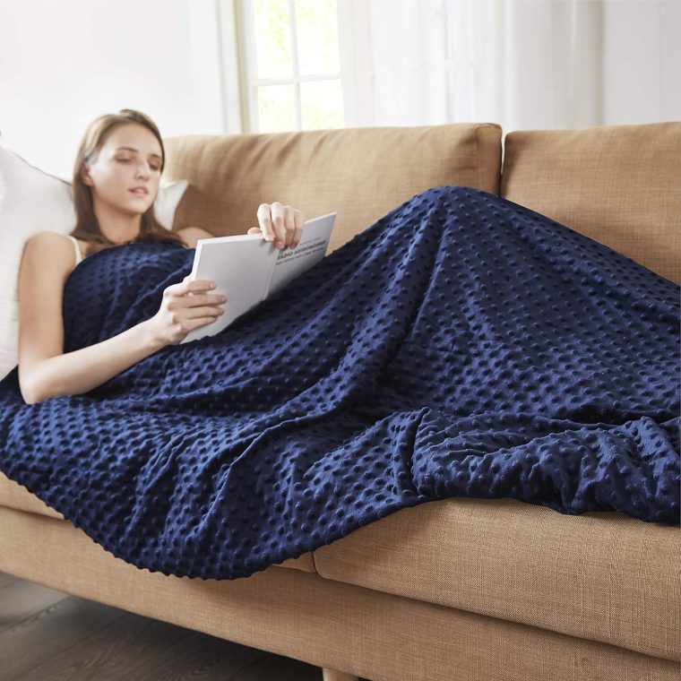 Degrees of Comfort Coolmax Weighted Blanket with Washable Cover Twin Size | 1 x Cozyheat Minky Plush Cover Included, Micro Glass Beads Technology | 48x72 12 lbs Navy - Image 2