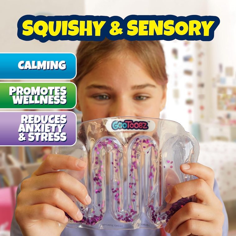 GooToobz Originals - Squishy Sensory Tubes - Filled with Colorful Water, Glitter | Non-Toxic, No-Mess, Squeezable Fidget | Anxiety Relief - Triple Sensory Experience! (Glitter Gush Red) - Image 3