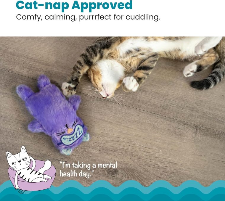 Catstages Purr Pillow Kitty Calming Cat Toy with Touch-Activated Purring and Soft Plush, Purple - Helps Reduce Stress & Provide Anxiety Relief for Cats - Image 2