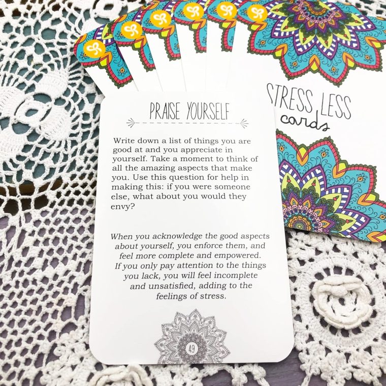 Stress Less Cards - 50 Mindfulness & Meditation Exercises - Self Care Cards that Helps Relieve Stress and Anxiety - The Original Deck - Image 6