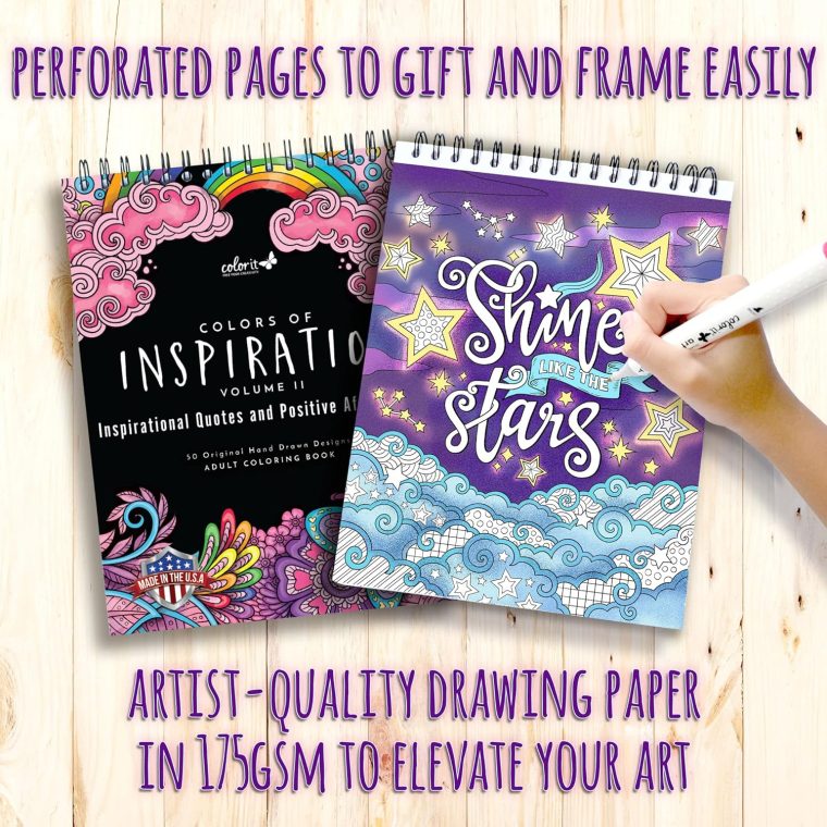 ColorIt Colors of Inspiration, Volume II - Inspirational Quotes and Positive Affirmations Adult Coloring Book, 50 Original Designs, Spiral Binding, Lay Flat Hardback Book Cover, Ink Blotter - Image 5