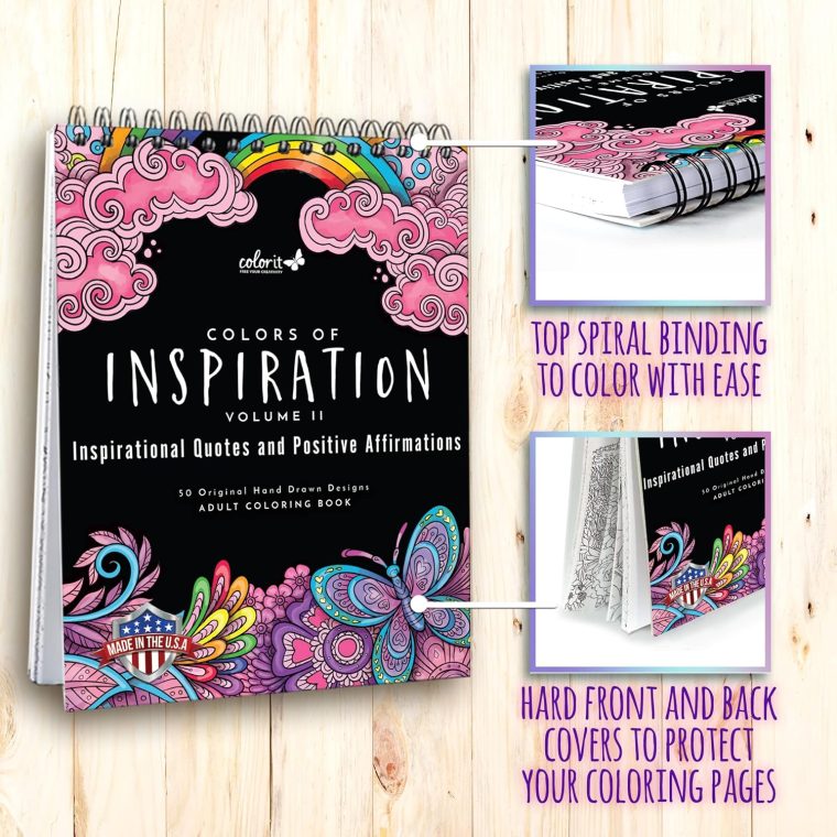 ColorIt Colors of Inspiration, Volume II - Inspirational Quotes and Positive Affirmations Adult Coloring Book, 50 Original Designs, Spiral Binding, Lay Flat Hardback Book Cover, Ink Blotter - Image 3