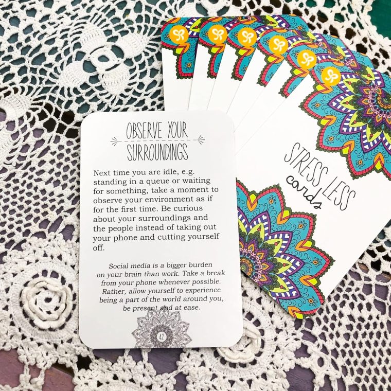 Stress Less Cards - 50 Mindfulness & Meditation Exercises - Self Care Cards that Helps Relieve Stress and Anxiety - The Original Deck - Image 5