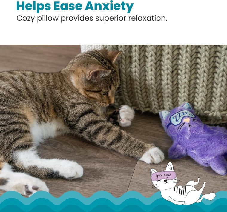 Catstages Purr Pillow Kitty Calming Cat Toy with Touch-Activated Purring and Soft Plush, Purple - Helps Reduce Stress & Provide Anxiety Relief for Cats - Image 4