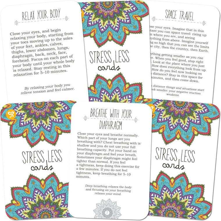 Stress Less Cards - 50 Mindfulness & Meditation Exercises - Self Care Cards that Helps Relieve Stress and Anxiety - The Original Deck - Image 2