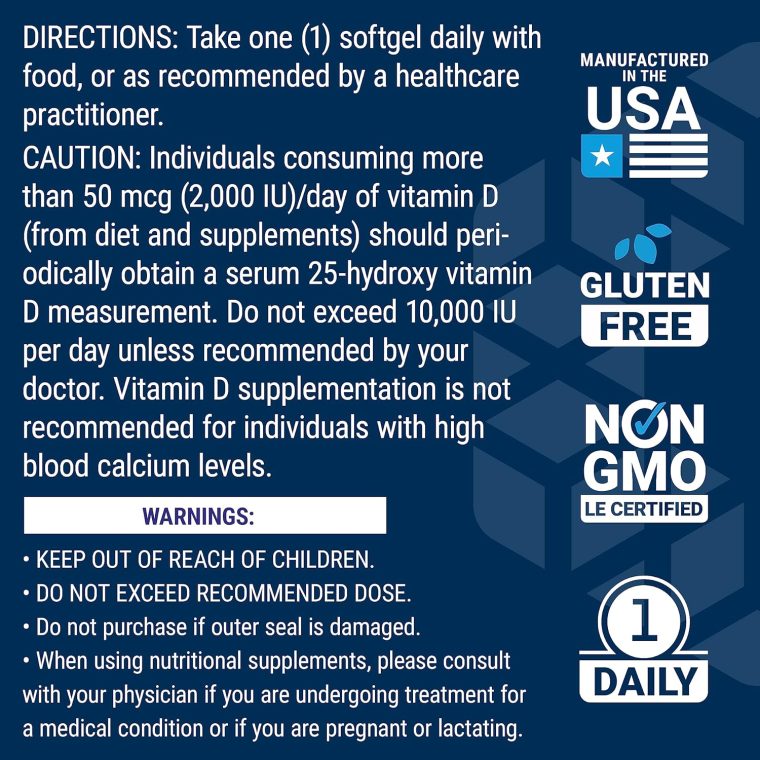 Life Extension Vitamin D3 175 mcg (7000 IU), Immune System Support, Bone Health, Brain Performance, Gluten-Free, Non-GMO, Once Daily, Two-Month Supply, 60 softgels - Image 7