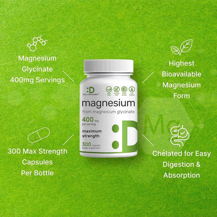 Magnesium Glycinate 400mg, 300 Capsules | 100% Chelated for Easy Absorption | Essential Mineral Supplement for Muscle, Sleep, & Heart Health - Image 4