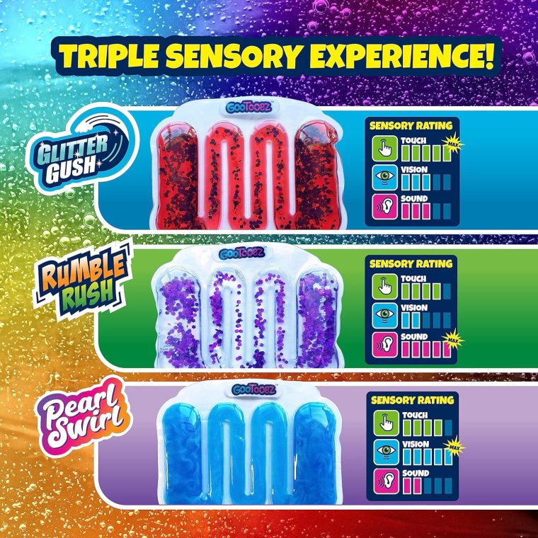 GooToobz Originals - Squishy Sensory Tubes - Filled with Colorful Water, Glitter | Non-Toxic, No-Mess, Squeezable Fidget | Anxiety Relief - Triple Sensory Experience! (Glitter Gush Red) - Image 5
