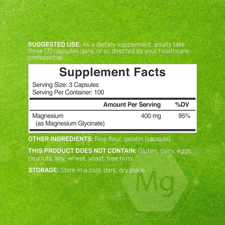 Magnesium Glycinate 400mg, 300 Capsules | 100% Chelated for Easy Absorption | Essential Mineral Supplement for Muscle, Sleep, & Heart Health - Image 2