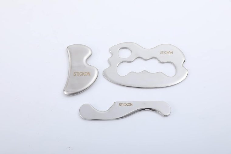 STICKON Stainless Steel Gua Sha Muscle Scraper Tools Set 3 in 1 Scraping Massage Tools for Physical Therapy, IASTM Tools Massage Scraper Kit, Soft Tissue Mobilization Tool (STICKON-38) - Image 2