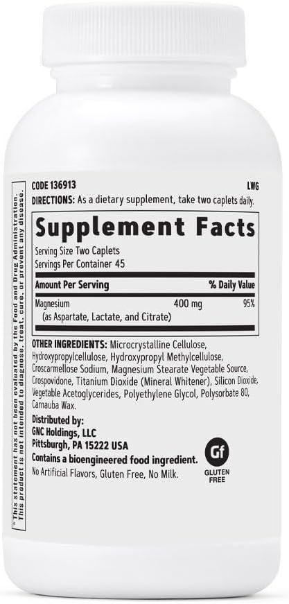 GNC Super Magnesium 400mg Supplement, Supports Strong Bones and Teeth, Highly Absorbable, 45 Servings - Image 2