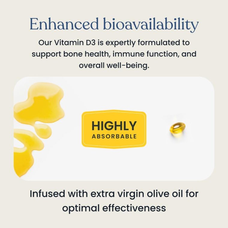 Better Way Health Vitamin D3 5000 IU – High Potency Softgel Vitamin D Supplement for Immune & Bone Health – Non-GMO, Dairy-Free, 120 Softgels - Image 5