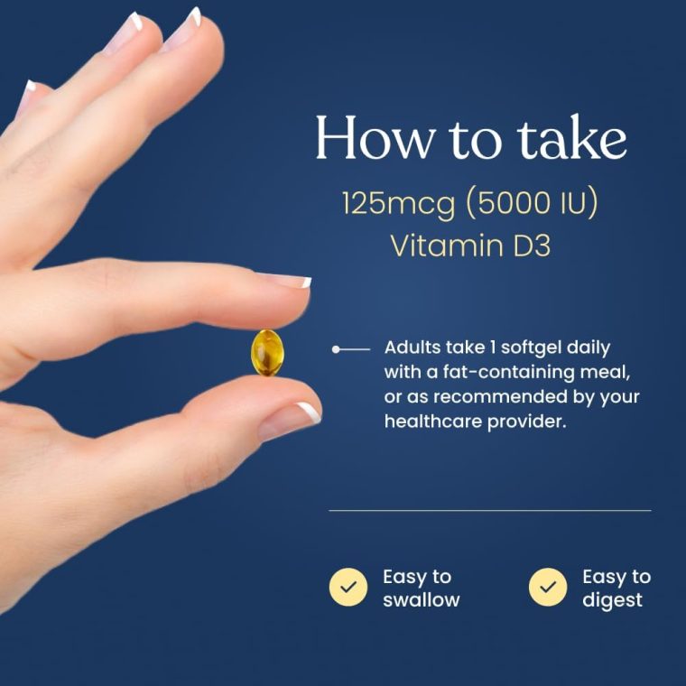Better Way Health Vitamin D3 5000 IU – High Potency Softgel Vitamin D Supplement for Immune & Bone Health – Non-GMO, Dairy-Free, 120 Softgels - Image 6