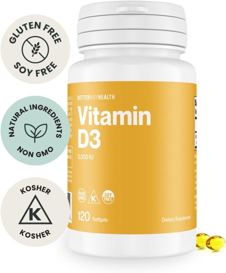 Better Way Health Vitamin D3 5000 IU – High Potency Softgel Vitamin D Supplement for Immune & Bone Health – Non-GMO, Dairy-Free, 120 Softgels - Image 2