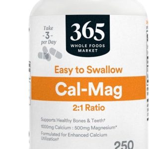 365 by Whole Foods Market, Cal-Mag 2:1 Ratio, Easy-to-Swallow Vegan Capsules, 250 Count