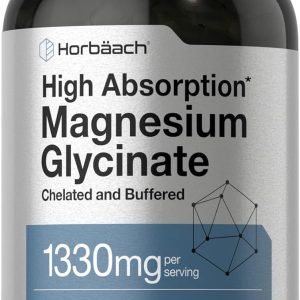 Horbäach Buffered Magnesium Glycinate | 1330mg | 250 Capsules | with Chelated Minerals | Non-GMO, Gluten Free