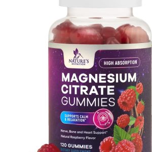 Magnesium Gummies Supplement - High Absorption Magnesium Citrate Supplement for Adults & Kids - Nature's Calm Magnesio Gummy Dietary Supplements for Bone, Muscle Health, Heart Support - 120 Gummies