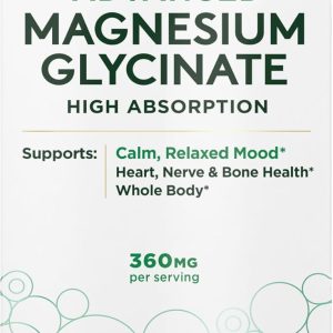 Nature's Bounty Calm Magnesium Glycinate Supplement - High Absorption Magnesium for Relaxed Mood, Heart & Bone Health, 90 Capsules