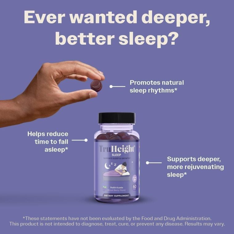 TruHeight Sleep Gummies - Kids & Teen Natural Sleep Aid for Maximum Growth - Pediatric Recommended - Kids Melatonin Gummy - Melatonin, Ashwagandha, L Theanine, Lemon Balm, Ages 4+, Mixed Berry Flavor - Image 3
