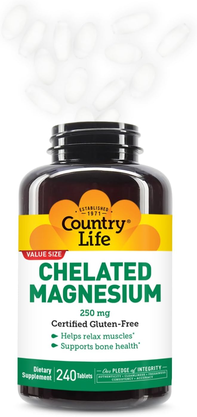 Country Life, Chelated Magnesium 250mg, Supports Bone and Immune Health, Daily Supplement, 240 ct - Image 6