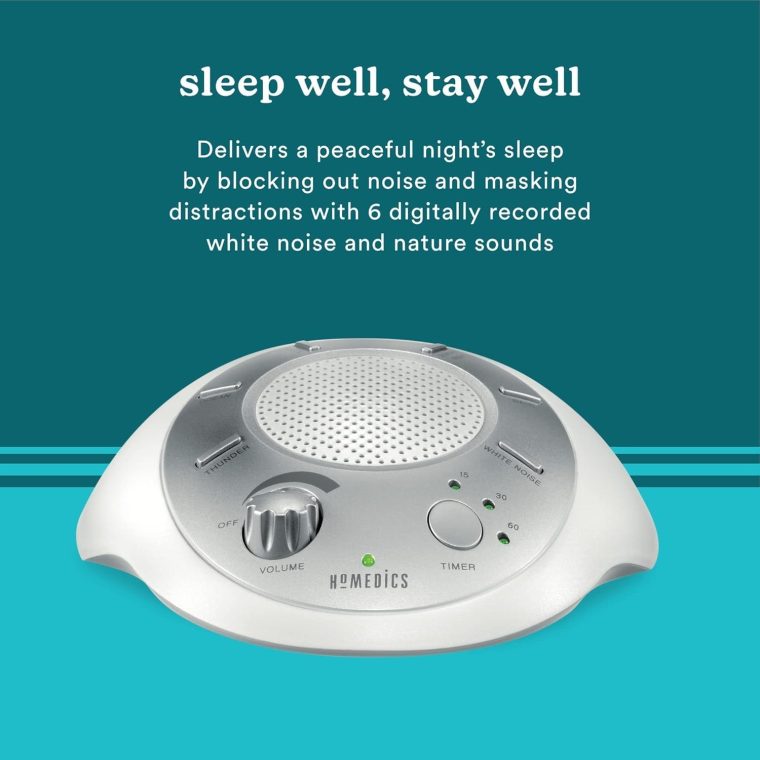 Homedics SoundSleep White Noise Sound Machine, Silver, Small Travel Sound Machine with 6 Relaxing Nature Sounds, Portable Sound Therapy for Home, Office, Nursery, Auto-Off Timer, by Homedics - Image 4