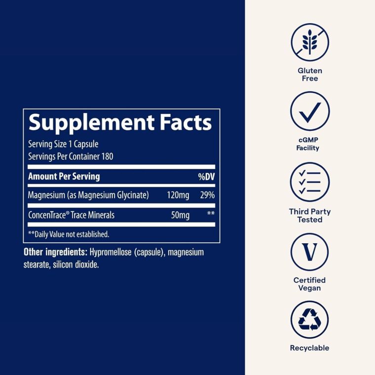 Trace Minerals Magnesium Glycinate 120mg - Bone Strength & Muscle Support - Magnesium Supplement to Aid Healthy Sleep Patterns & Relaxation - Support Nerve Function - 180 Capsules (180 Servings) - Image 6