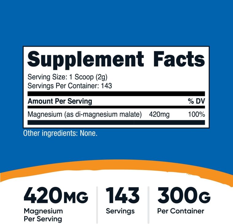 Nutricost Magnesium Malate Powder (300g) - 420mg of Magnesium Per Serving - Non-GMO, Gluten Free - Image 2