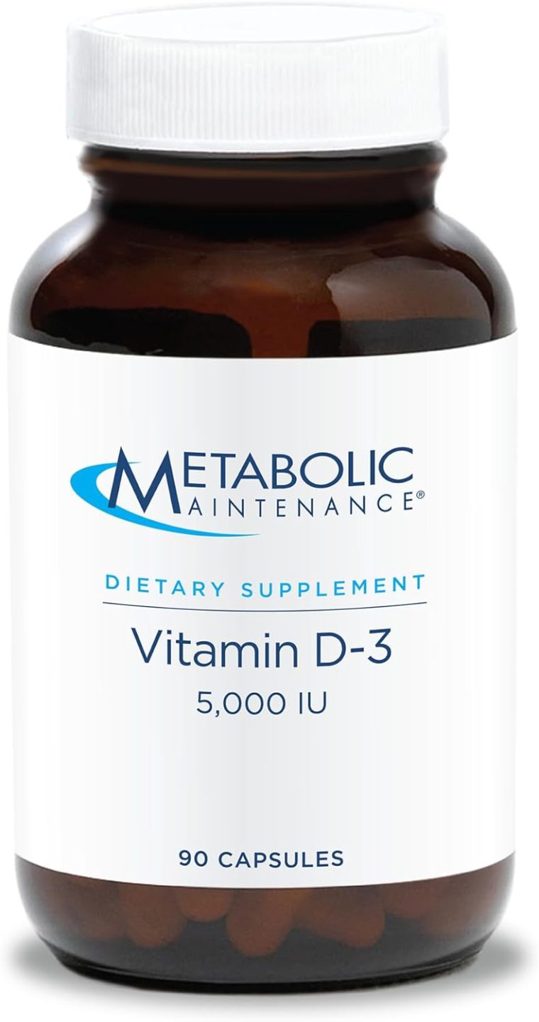 Metabolic Maintenance Vitamin D3 5000 IU - Pure Vitamin D3 with VIT C for Immune and Bone Health, Extra Strength VIT D Supplement for Women and Men - 90 Capsules