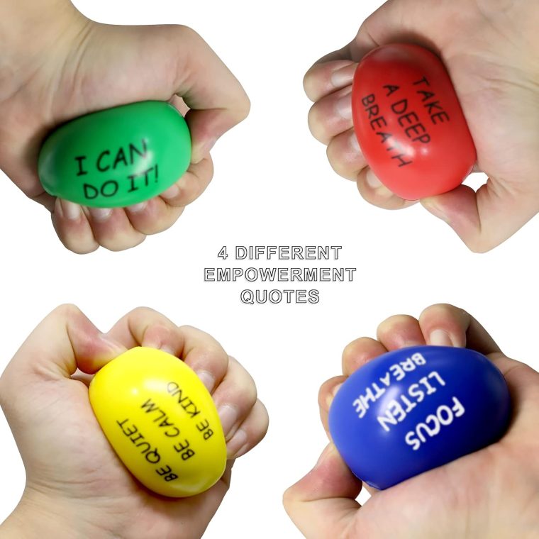 ALMAH Motivational Stress Balls for Kids and Adults (4 Pack), Stress Relief Balls, Hand Exercise Therapy Balls for Anxiety, Fidget, Tension, Manage Anger and Stress - Image 2