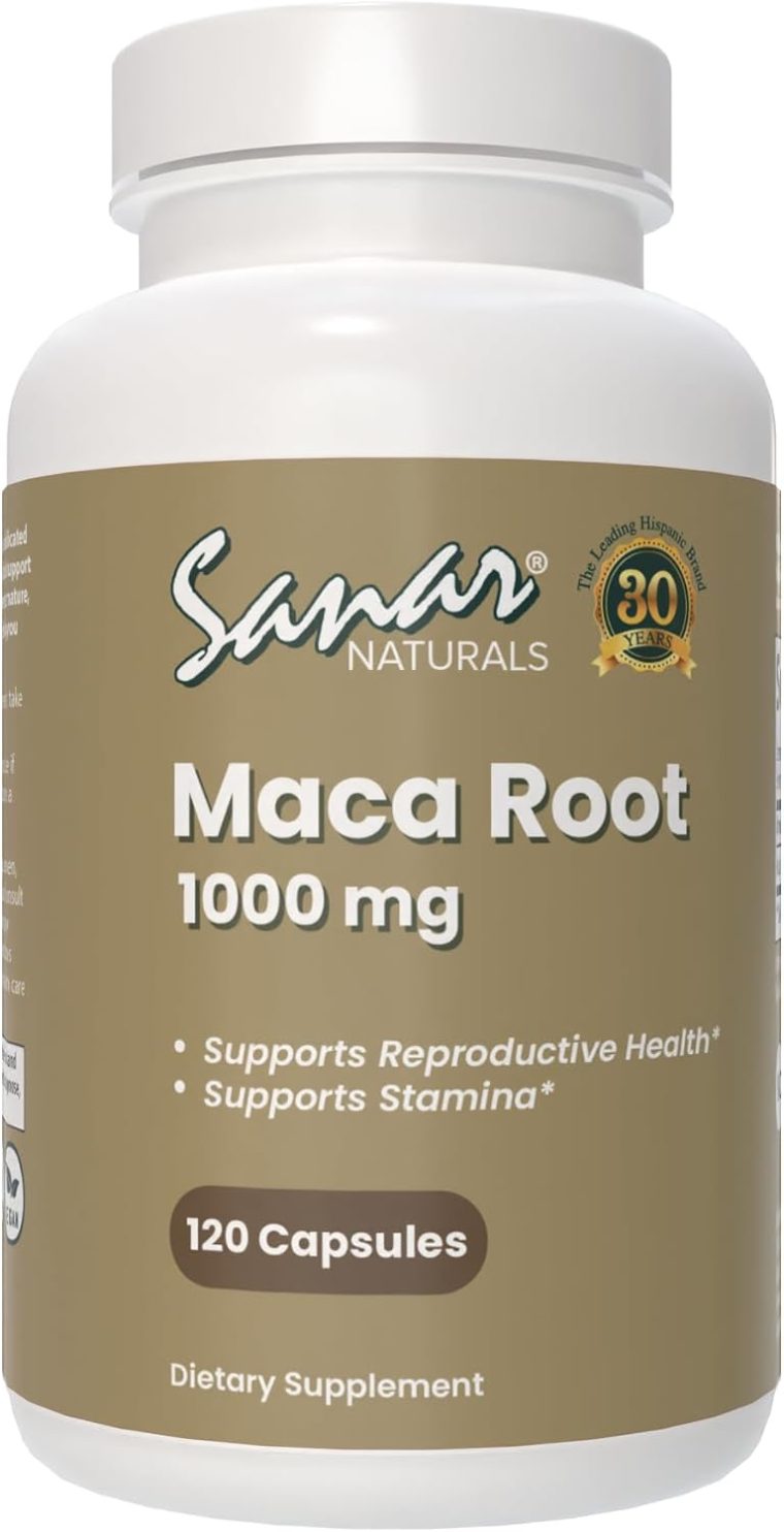 Sanar Naturals Maca Root Powder 1000 mg - Supports Energy, Stamina, Focus and Mood for Women & Men - Maca Root Supplement, Non-GMO, Gluten-Free, 120 Capsules