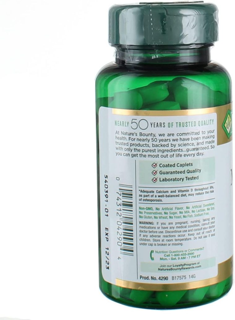 Nature's Bounty Calcium-magnesium-zinc Caplets, 200 Caplets (2 X 100 Count Bottles) - Image 4