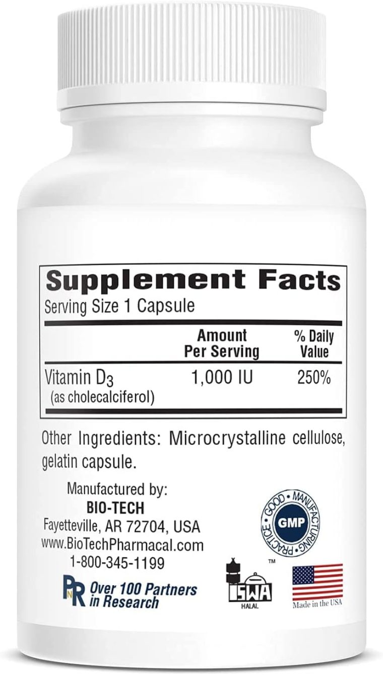 Bio-Tech Pharmacal Vitamin D3 (D3 1k IU, 250 Count) - Image 4