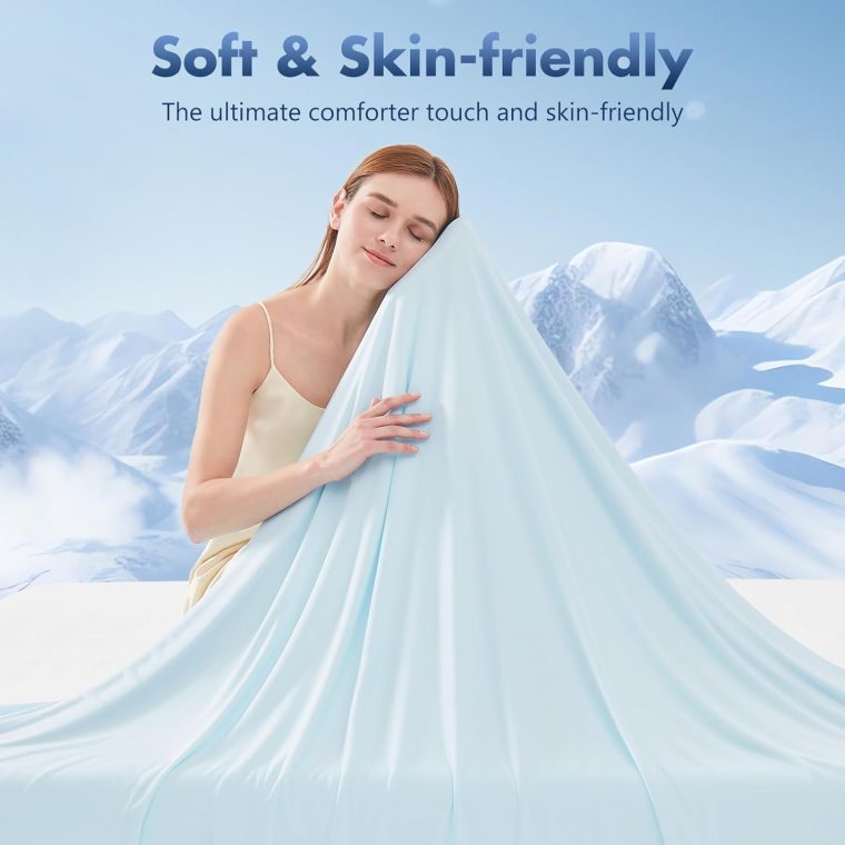 GOHERO Cooling Blanket King - Arc-Chill Q-Max >0.5 Cool Summer Blanket for Hot Sleepers - Double Design Lightweight Absorbs Heat to Keep Cool on Warm Nights(90"x108") Blue - Image 4