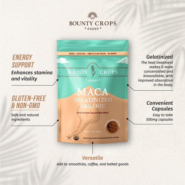 Organic Maca Powder Gelatinized 24 Oz Bag (1.5 lb - 680 gr), Energy & Vitality Booster, Non-GMO & Gluten-Free, Peruvian Superfood, Certified Organic - Image 5