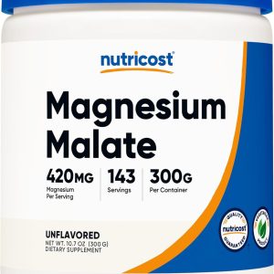 Nutricost Magnesium Malate Powder (300g) - 420mg of Magnesium Per Serving - Non-GMO, Gluten Free