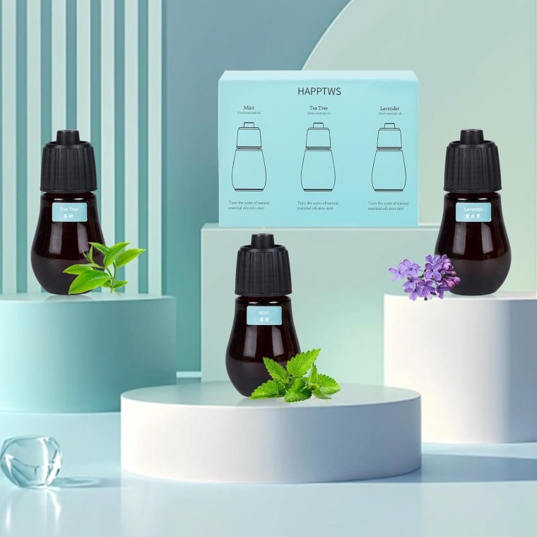 HAPPTWS 3-Pack Essential Oil Kit - Diffuser Oil Use to HAPPTWS Waterless Diffuser Mint/Tea Tree/Lavender - Image 6