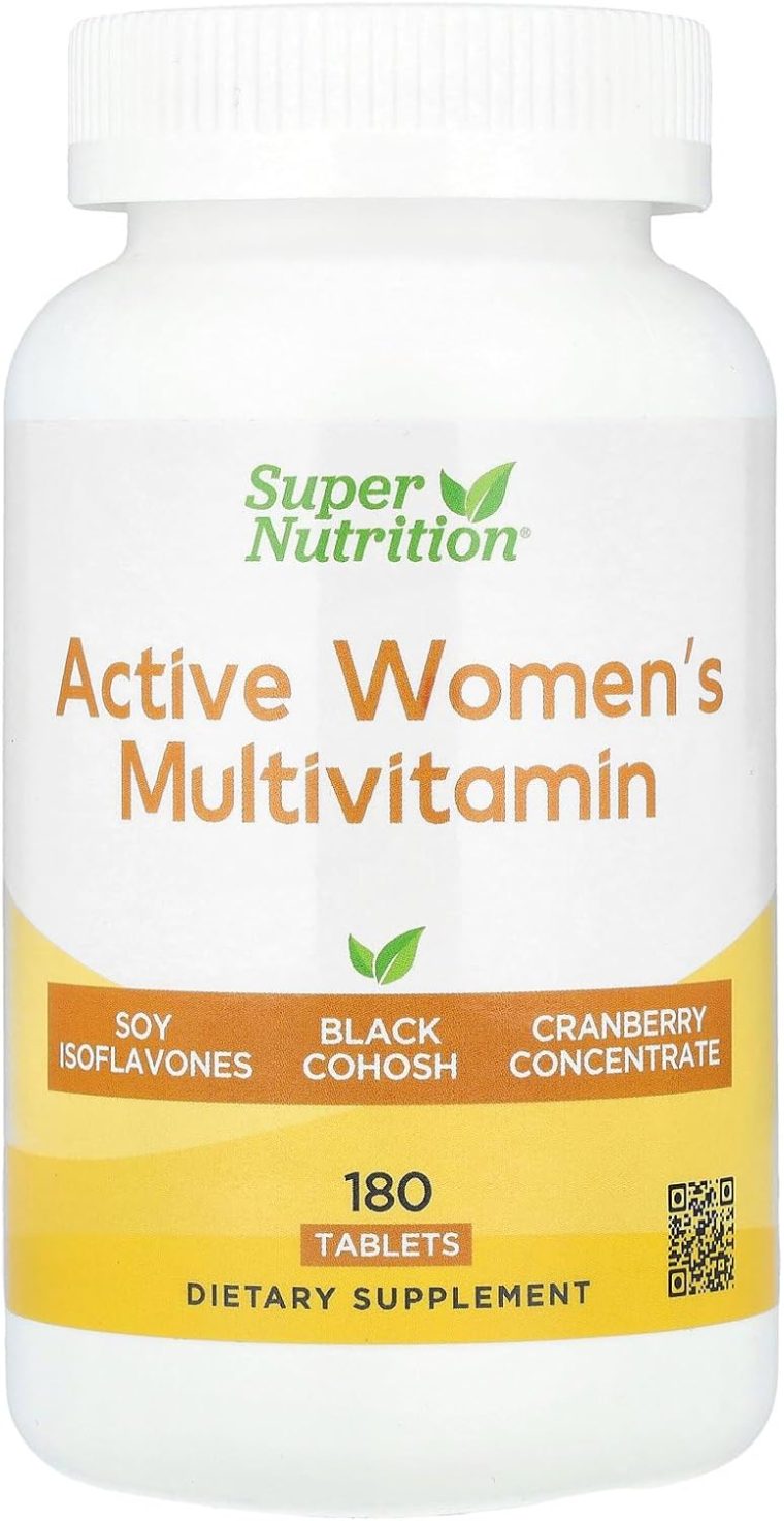 Super Nutrition Active Women's Multivitamin with Black Cohosh, Soy Isoflavones, and Cranberry Concentrate, 180 Tablets