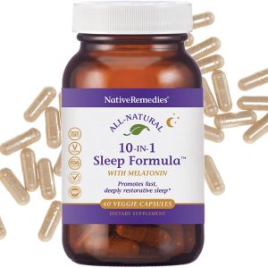 Native Remedies 10-in-1 Formula Natural Sleep Aid for Adults & Kids 4+ - Sleep Supplement with Melatonin 5mg, Magnesium, Valerian Root, Chamomile – Sleeping Aid Support, Non-GMO, Vegan - 60 Capsules
