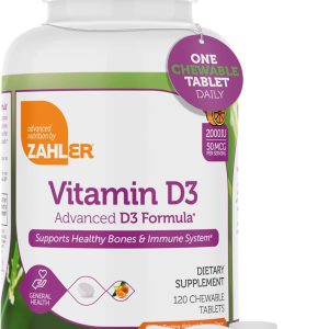 Zahler Chewable Vitamin D - Chewable Vitamin D3 2000IU (50 mcg) for Bone Health and Immune Health - Vegetarian Gluten Free Non-GMO Kosher for Adults (120 Count)