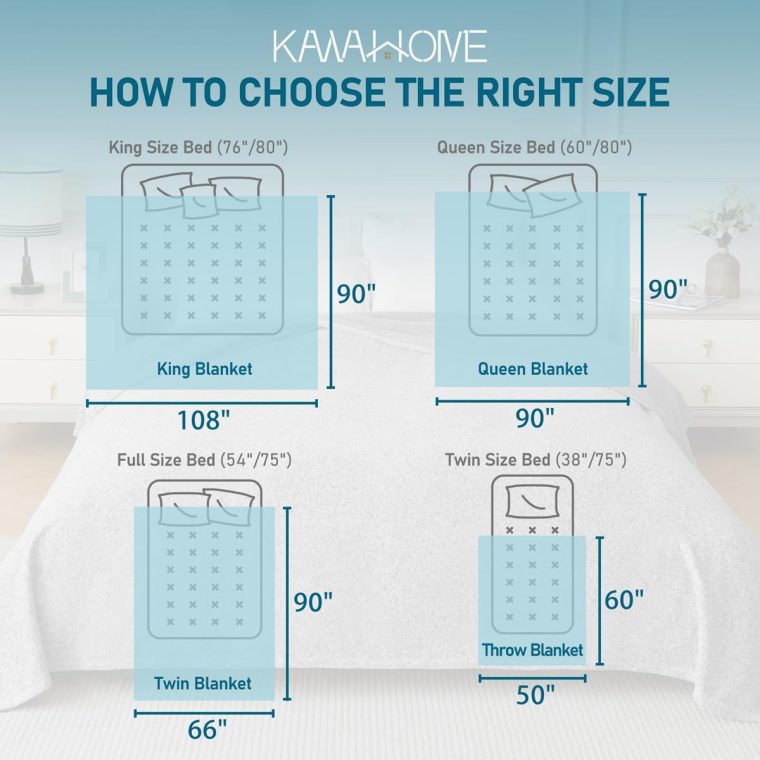 KAWAHOME Summer Sweatshirt Blanket King Size for Bed-Lightweight Breathable Blankets, Soft Thin Knit Jersey Blanket for Hot Sleepers, 108 X 90 Inches, Heather Blue - Image 3