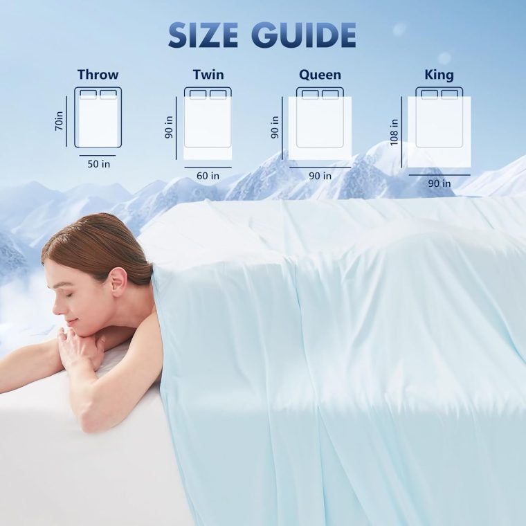 GOHERO Cooling Blanket King - Arc-Chill Q-Max >0.5 Cool Summer Blanket for Hot Sleepers - Double Design Lightweight Absorbs Heat to Keep Cool on Warm Nights(90"x108") Blue - Image 7