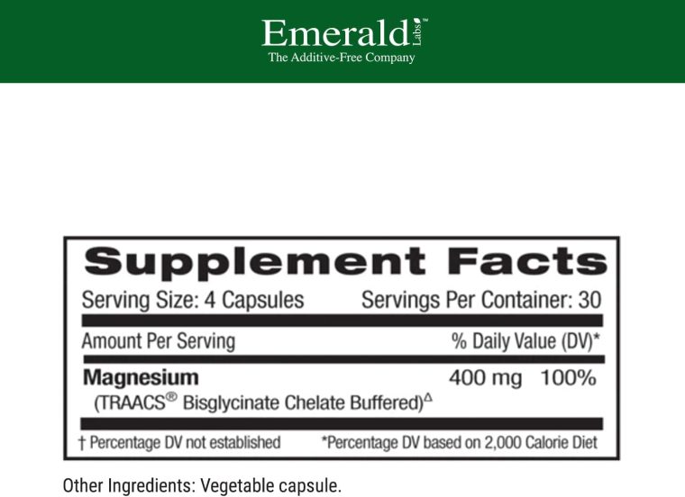 Emerald Labs Magnesium 400mg - Bone & Sleep Support with Albion Magnesium* - Vegan Friendly - 120 Vegetable Capsules (30-Day Supply) - Image 2