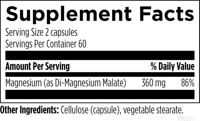 Designs for Health Magnesium Malate - Chelated Magnesium as Di Magnesium Malate - Highly Bioavailable Form to Support Energy, Bone Health + Muscle Recovery (120 Magnesium Malate Capsules) - Image 3