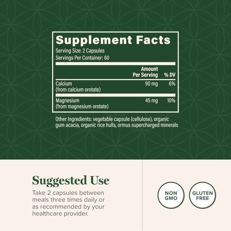 Global Healing Calcium and Magnesium Orotate - Bone Strength Supplement for Women and Men - Helps Support Strong Teeth and Cardiovascular Health for Normal Muscle Function - 120 Capsules - Image 3