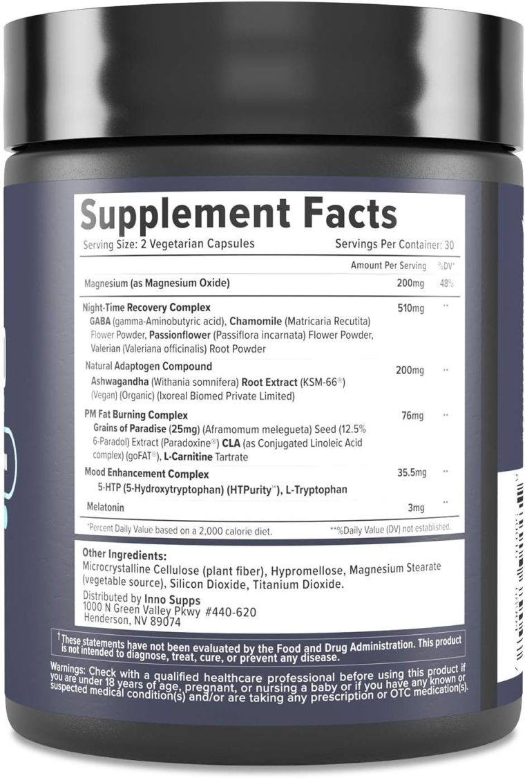 Night Shred Fat Burner and Natural Sleep Support | Ashwaganda, 5-HTP, CLA, Melatonin | Appetite Suppressant | Weight Loss Support Nighttime Fat Burning (60 Vegetarian Capsules) - Image 3