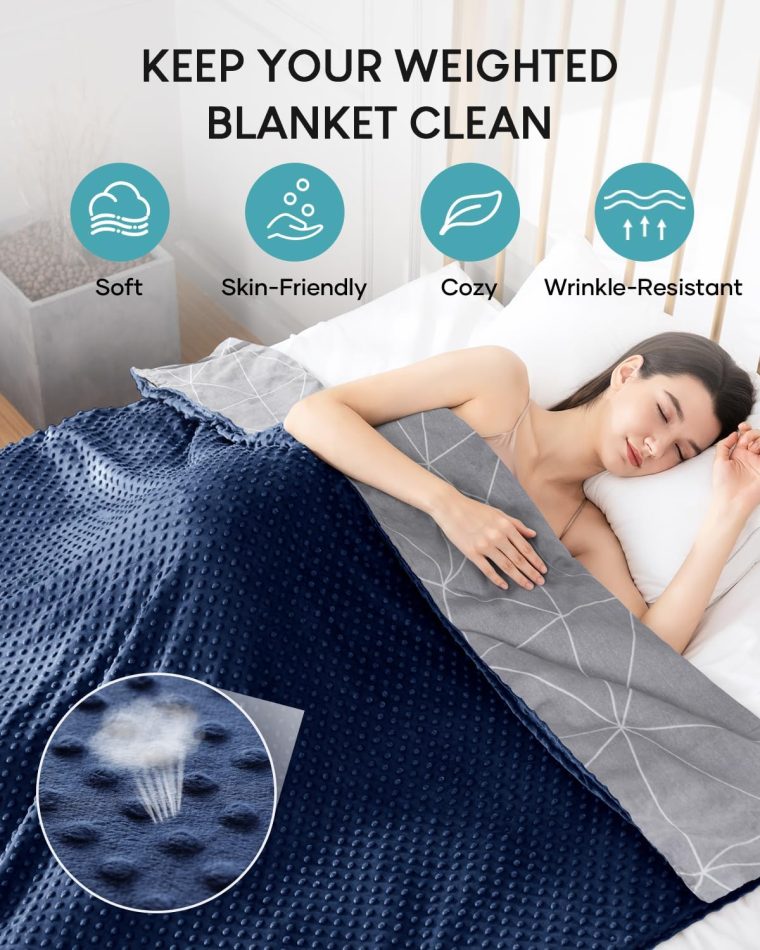 Cover for Weighted Blanket 48x72, Removable Minky Dot Cover for Heavy Blankets, Double-Sided Soft Crystal Velvet Machine Washable Cover, Zipper on Long Side, Double-Sided Printing - Image 2