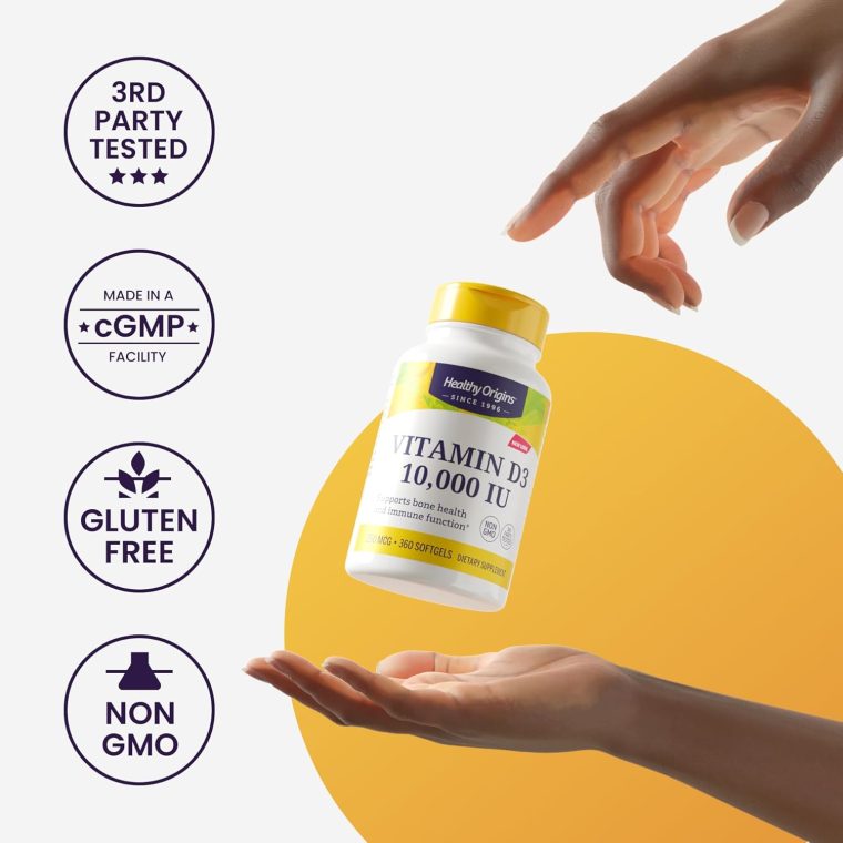 Healthy Origins Vitamin D3 (Lanolin) 5,000 IU Softgel - Bone Health and Immune Support Supplement - Easily Absorbable Vitamin D Supplements - Gluten-Free Vitamin D3 Supplement - 360 Softgels - Image 8