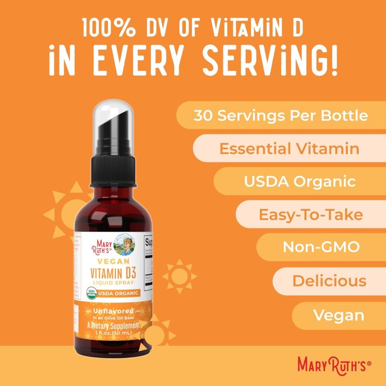 MaryRuth Organics Vitamin D USDA Organic | VIT D3 Liquid | Sugar Free | Liquid VIT D Spray Immune Support for Adults & Kids | Bone Health| Vegan | Gluten Free | Non-GMO | 30 Servings - Image 7